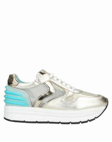 Voile Blanche Woman Sneakers Platinum Soft Leather, Textile fibers Cover