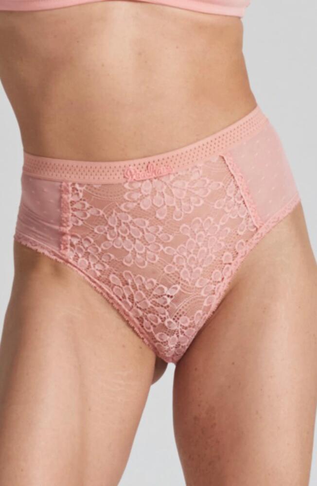 PEACHAUS Betony Recycled-Tulle High-Rise Underwear in Dawnlight Coral Cover