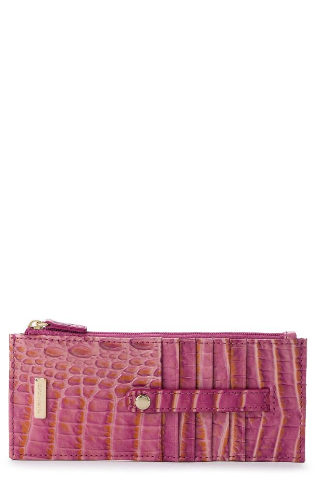 Brahmin Croc Embossed Leather Credit Card Wallet in Rouge Blush Cover