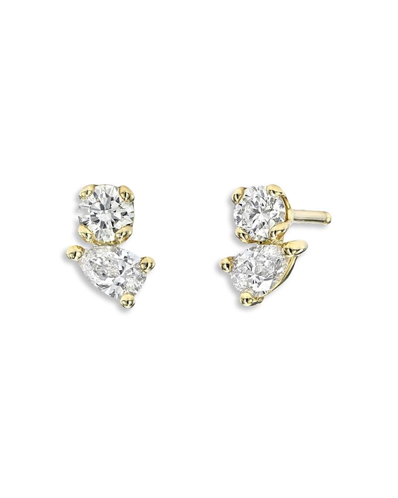 Zoe Lev 14K Yellow Gold Diamond Pear & Round Toi et Moi Stud Earrings Cover