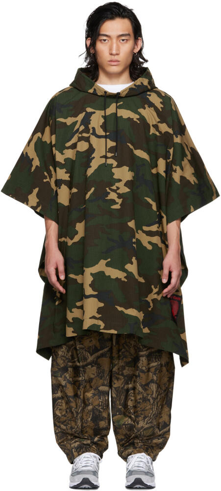 LU'U DAN Green Camo Poncho Coat Cover