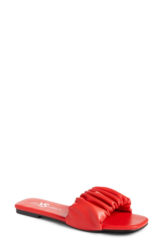 Yosi Samra Naomi Ruched Slide Sandal in Flame Cover