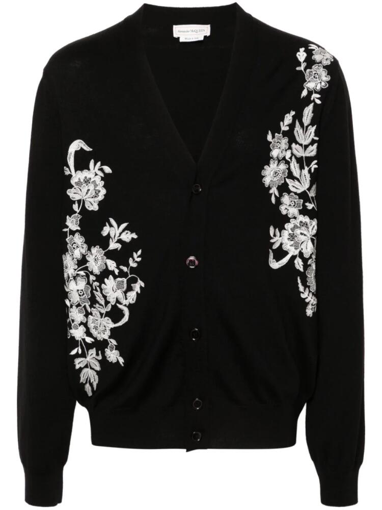 Alexander McQueen floral-embroidered cardigan - Black Cover