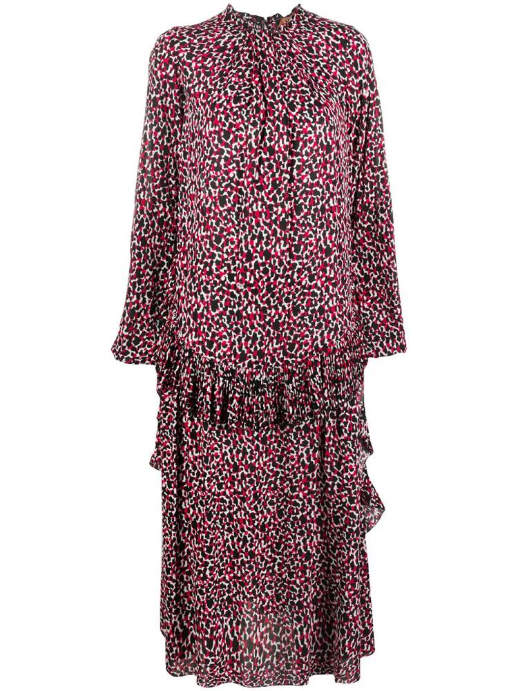 Nº21 leopard print frilled midi dress - Red Cover