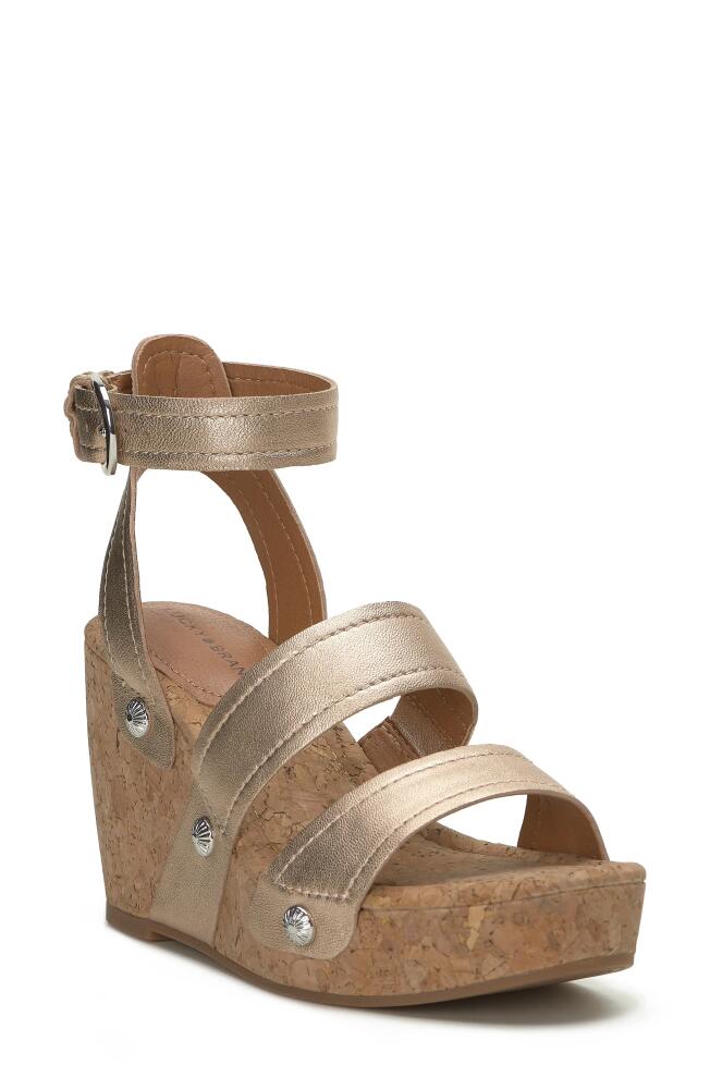 Lucky Brand Valintina Ankle Strap Platform Wedge Sandal in Stardust Cover