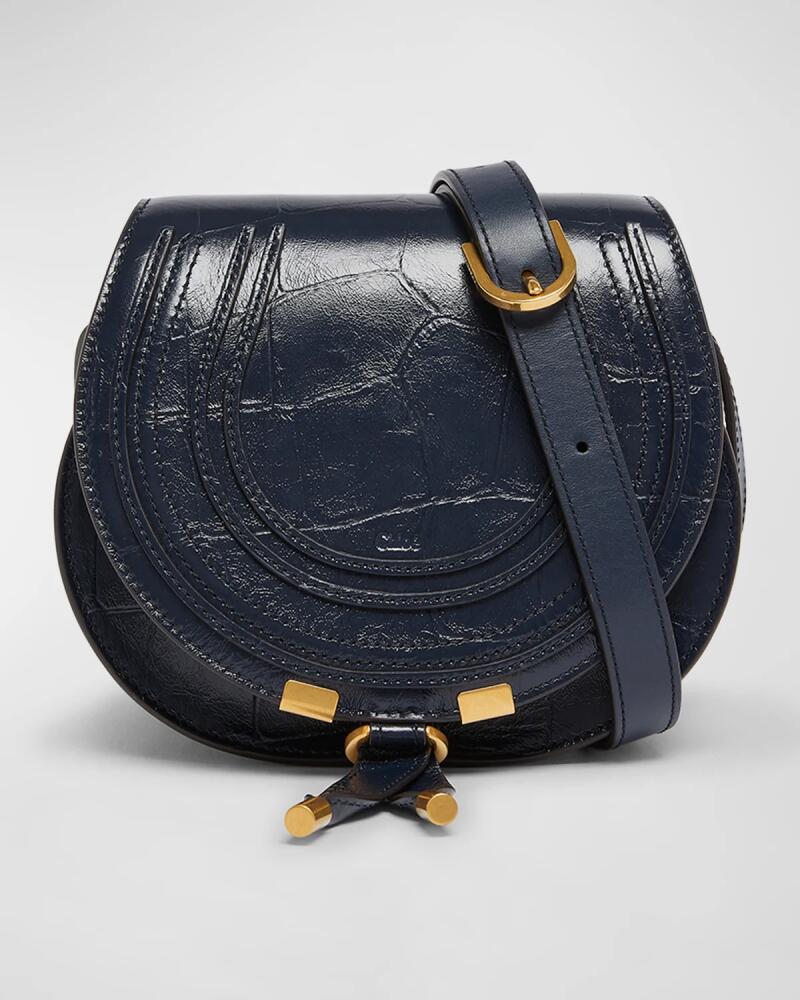 Chloe Marcie Small Crossbody Bag in Croc-Embossed Calfskin Cover