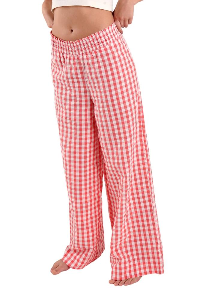 PEACHAUS Chicory Striped Woven-Cotton Pajama Pants in Canyon Peach Cover