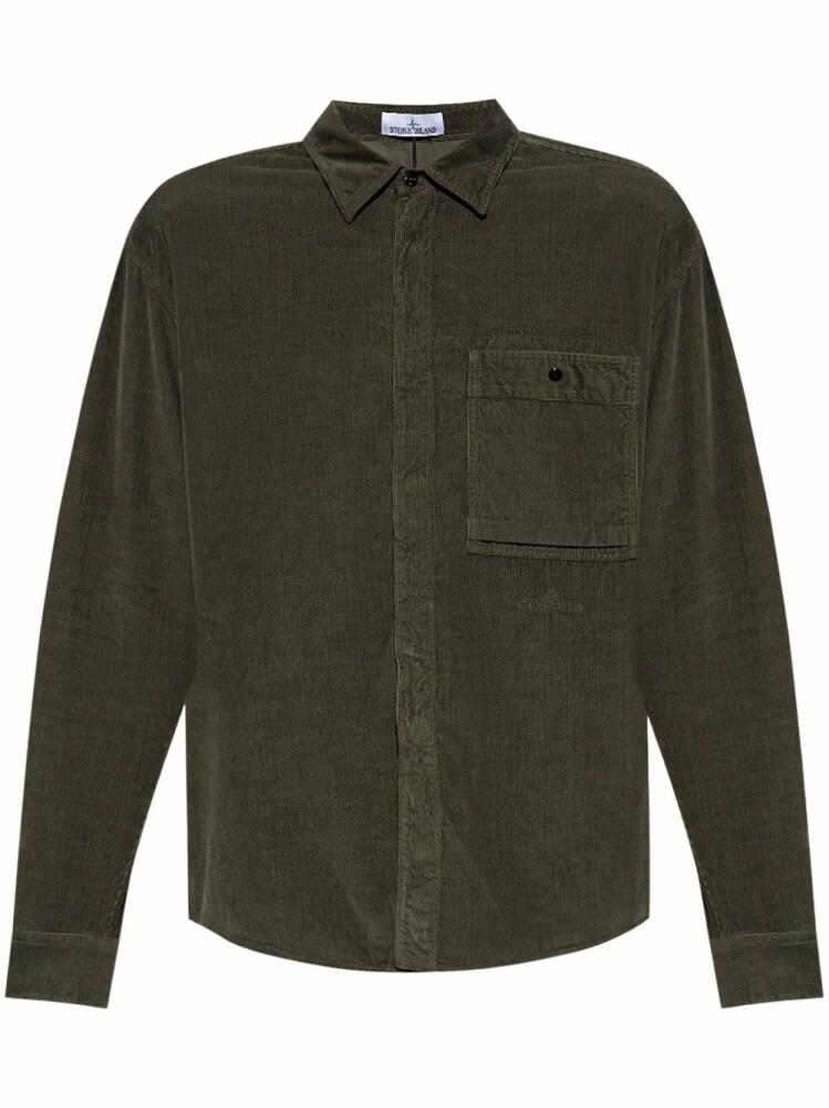 Stone Island 12707 micro corduroy shirt - Green Cover