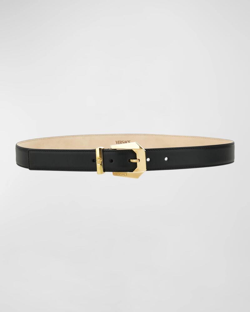 Versace Medusa Heritage Leather & Brass Belt Cover