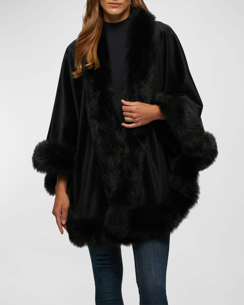 Gorski Cashmere Capelet with Lamb Shearling Trim Cover