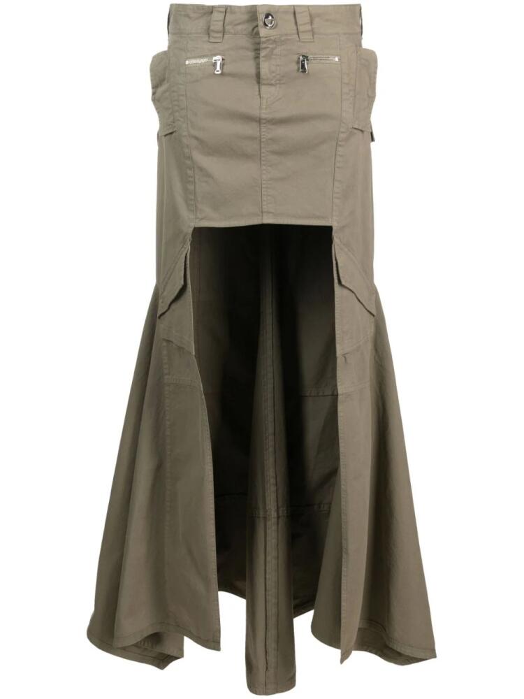 Coperni panelled cargo maxi skirt - Green Cover