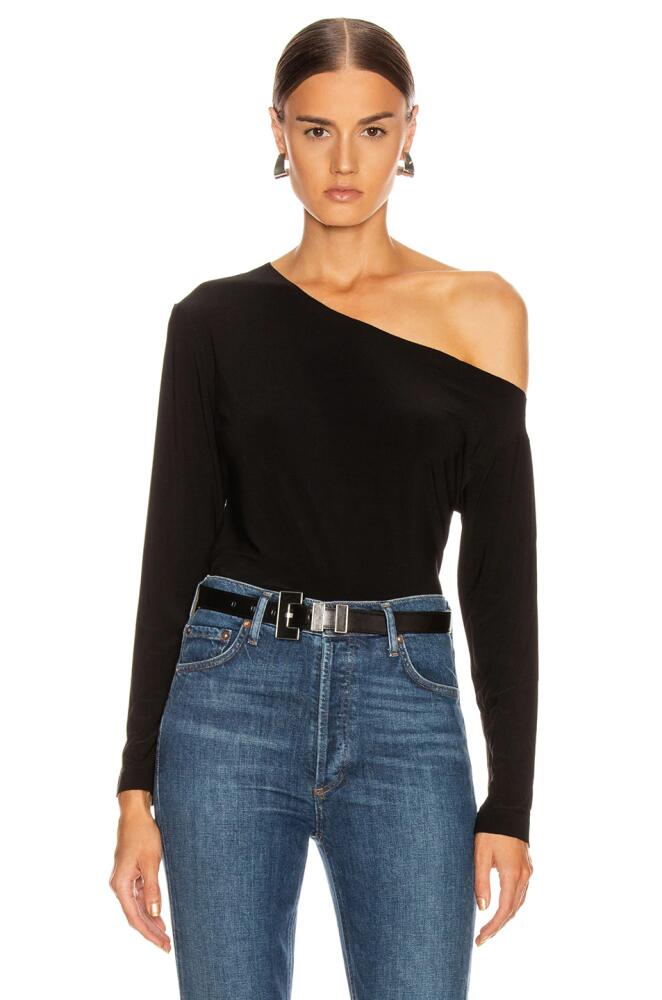 Norma Kamali Long Sleeve Drop Shoulder Top in Black Cover