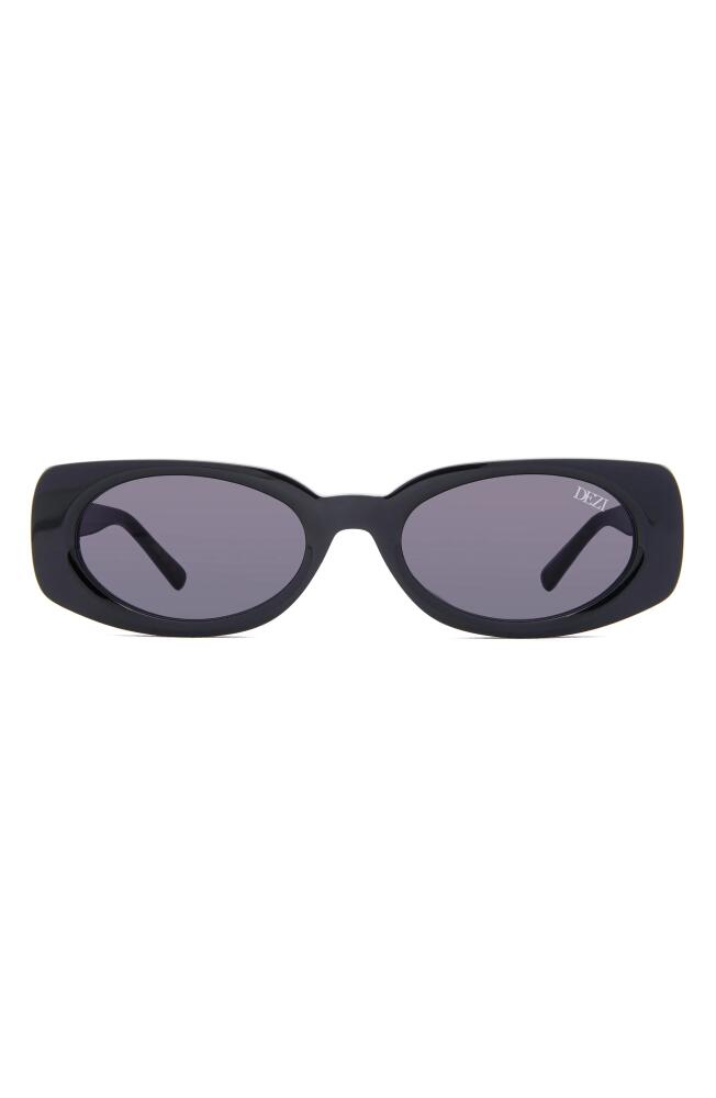 DEZI Booked 52mm Rectangular Sunglasses in Black /Dark Smoke Cover