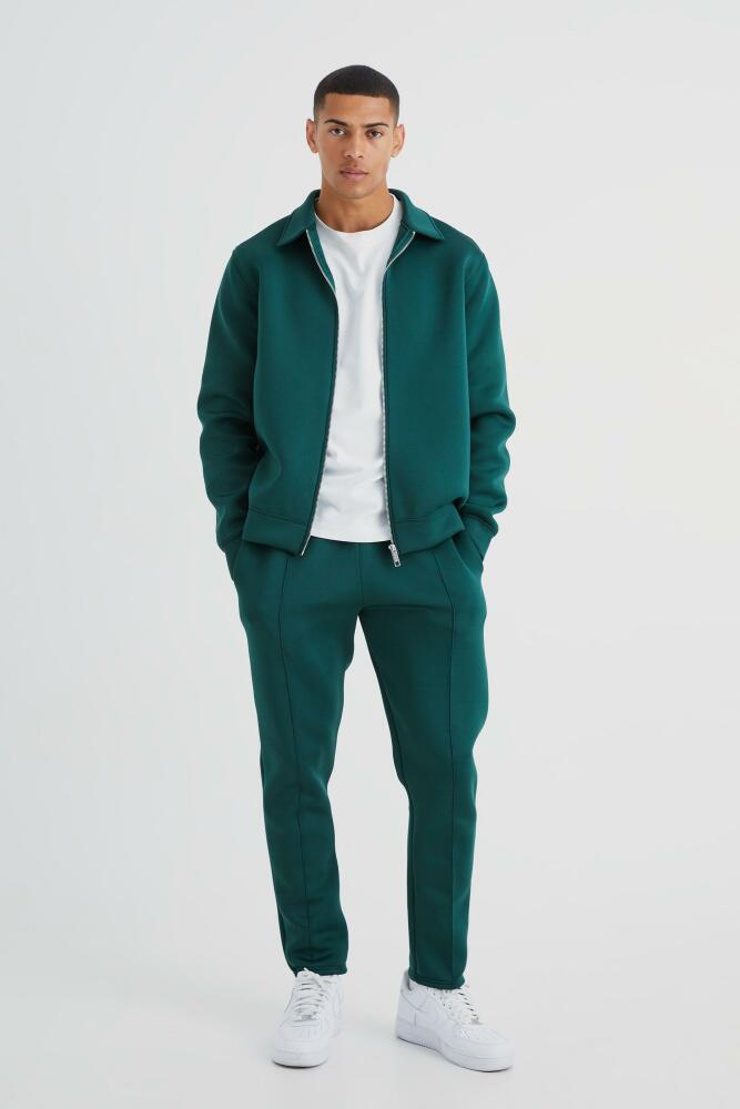 boohoo Mens Bonded Scuba Harrington & Sweatpant - Green Cover