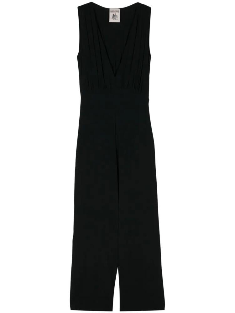 Semicouture V-neck cady jumpsuit - Black Cover