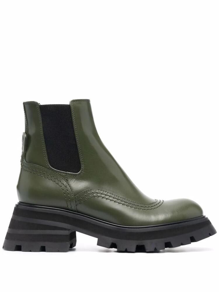 Alexander McQueen Wander ridged-sole leather boots - Green Cover