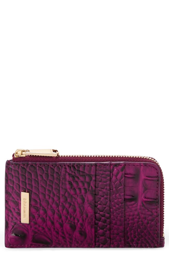 Brahmin Lennon Croc Embossed Leather Card Case in Sugar Plum Cover