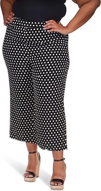 MICHAEL Michael Kors Plus Size Polka Dot Wide Leg Pants (Black/White) Women's Clothing Cover