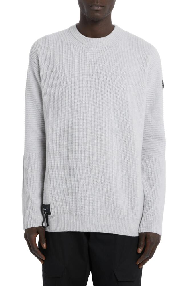 Moncler Wool Rib Sweater in Silver Cloud Cover