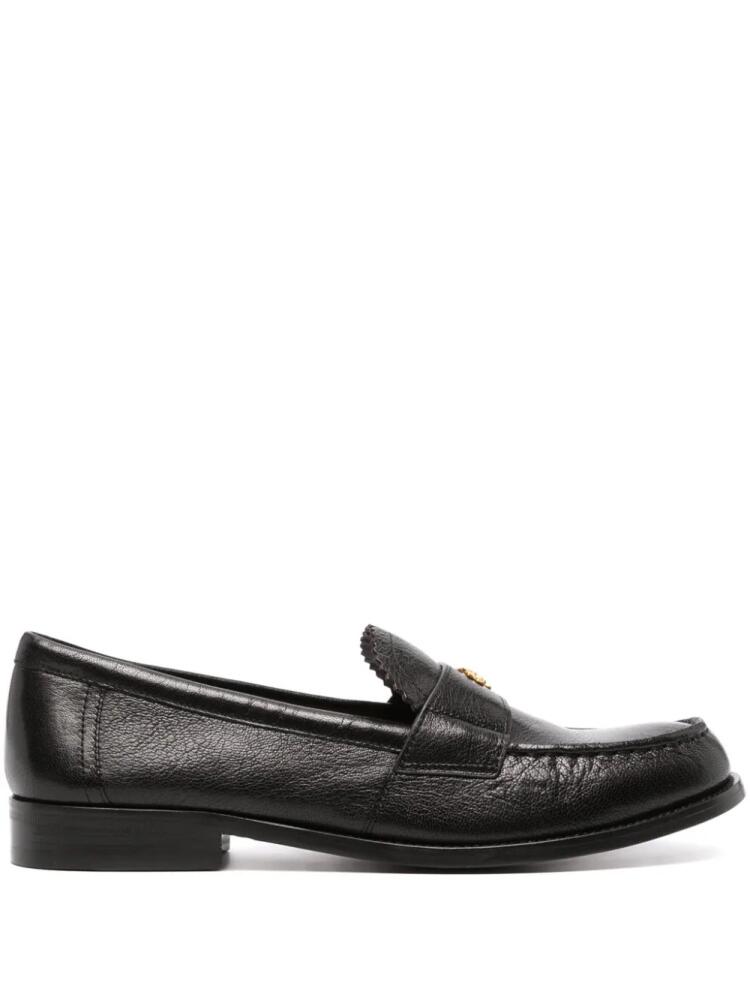 Tory Burch logo-plaque leather loafer - Black Cover