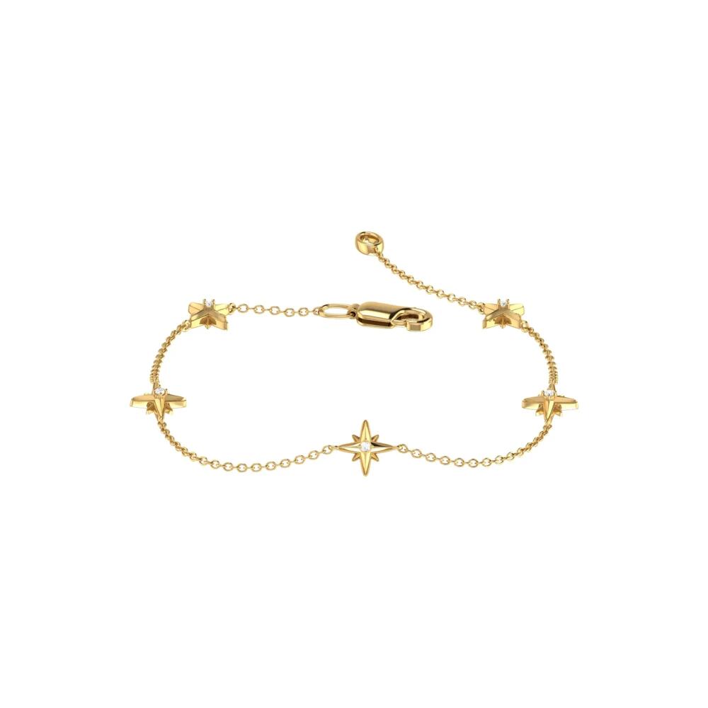 LuvMyJewelry Starry Lane Sterling Silver Diamond Bracelet in 14Kt Gold Vermeil On Sterling Cover