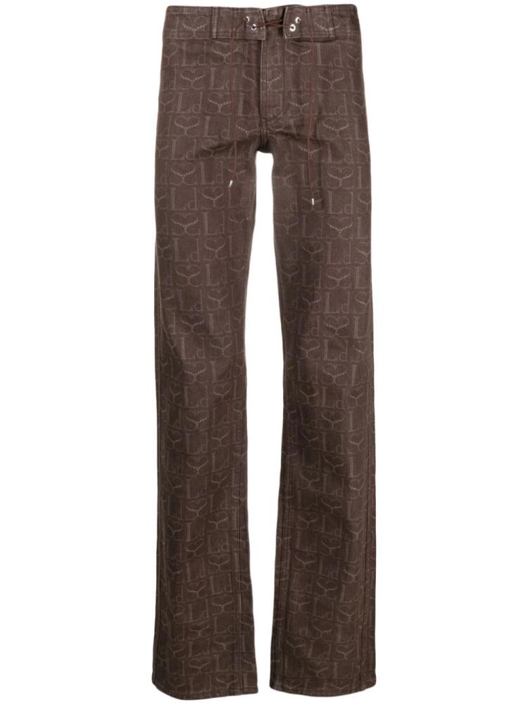 Ludovic de Saint Sernin monogram-print denim cargo pants - Brown Cover