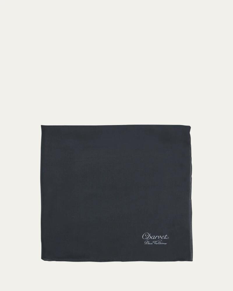 Charvet Men's Silk Logo-Print Pocket Square Cover