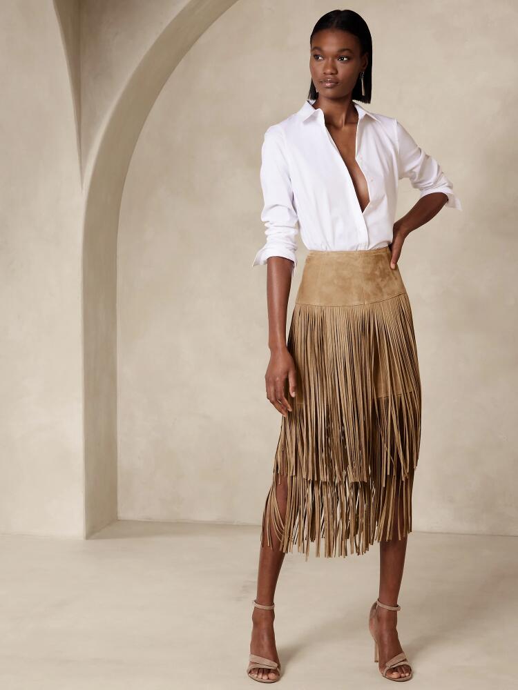 Banana Republic Sevilla Suede Fringe Skirt Cover