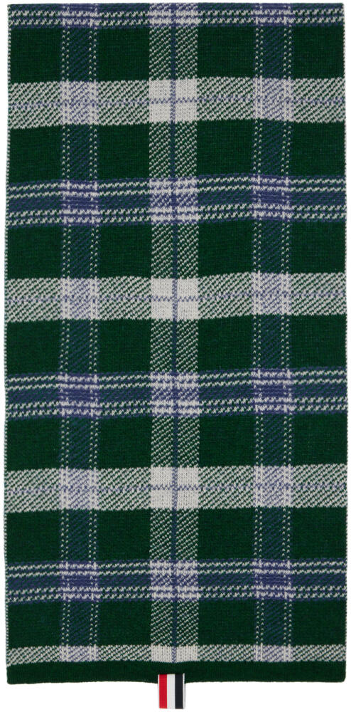 Thom Browne Green Tartan Jacquard Scarf Cover