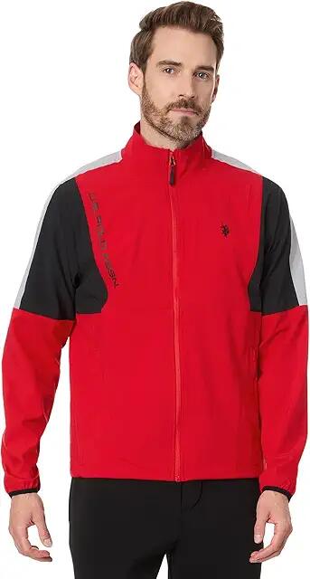 U.S. POLO ASSN. USPA Stretch Woven Cut Panel Full Zip Jacket (Engine Red) Men's Jacket Cover