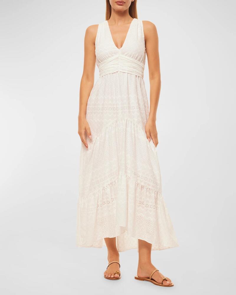 MISA Los Angeles Ksenia Embroidered Open-Back Bow Sleeveless Midi Dress Cover