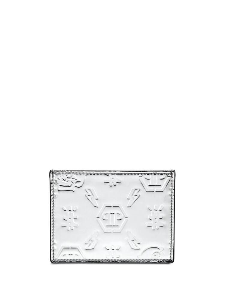 Philipp Plein monogram-debossed leather cardholder - Silver Cover