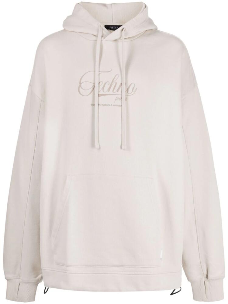 FIVE CM Terry embroidered cotton hoodie - Neutrals Cover