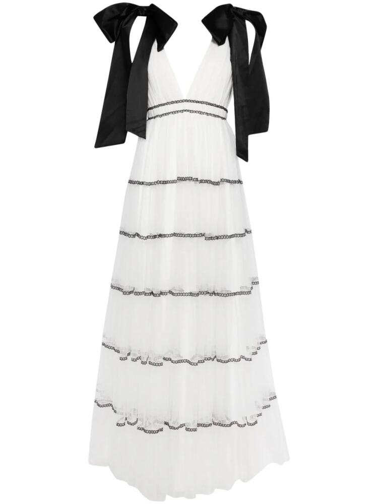 alice + olivia Jessalyn bow-detail maxi dress - White Cover