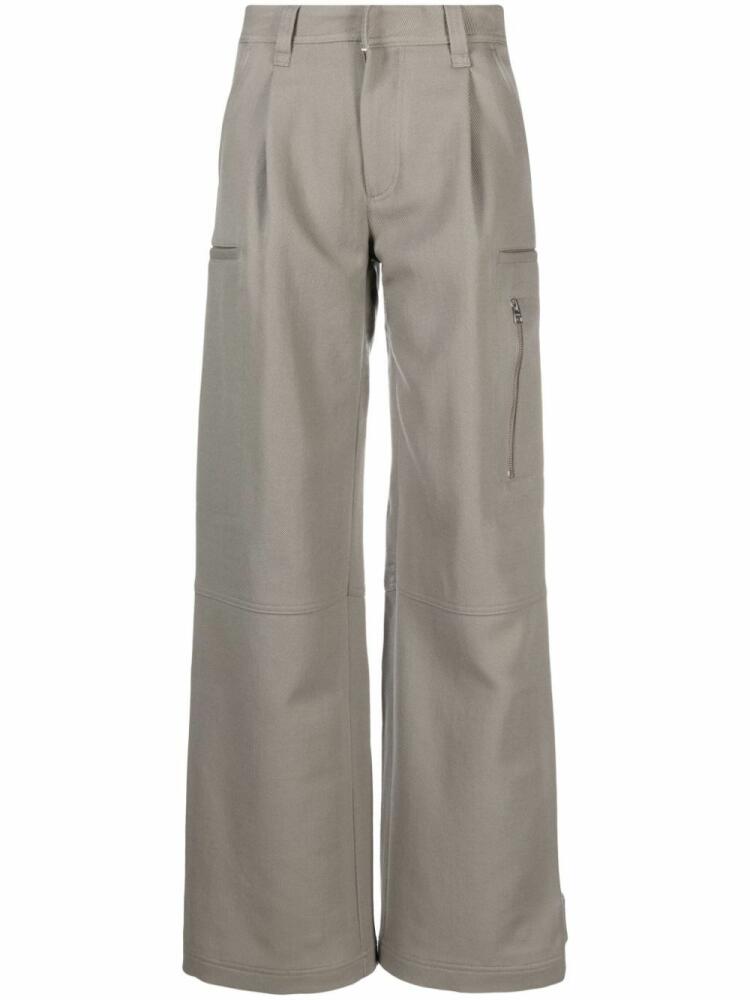 AMI Paris wide-leg virgin-wool trousers - Grey Cover