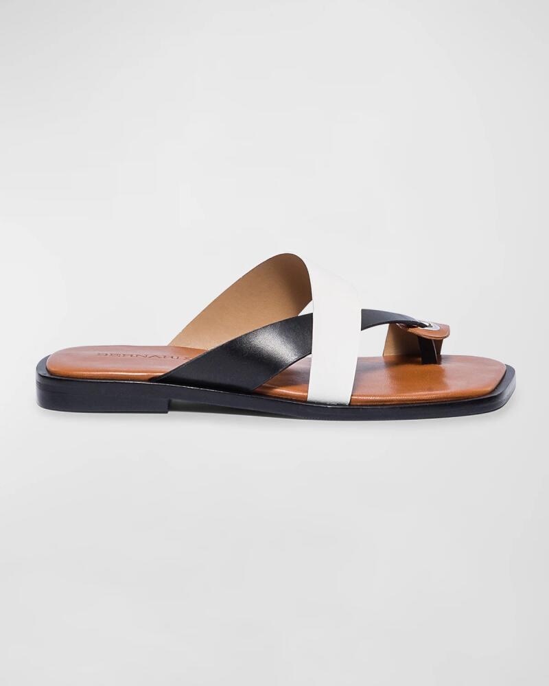 Bernardo Tricolor Leather Toe-Ring Slide Sandals Cover