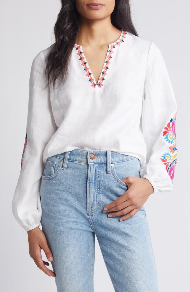 Boden Bonnie Floral Embroidered Top in White Multi Floral Cover