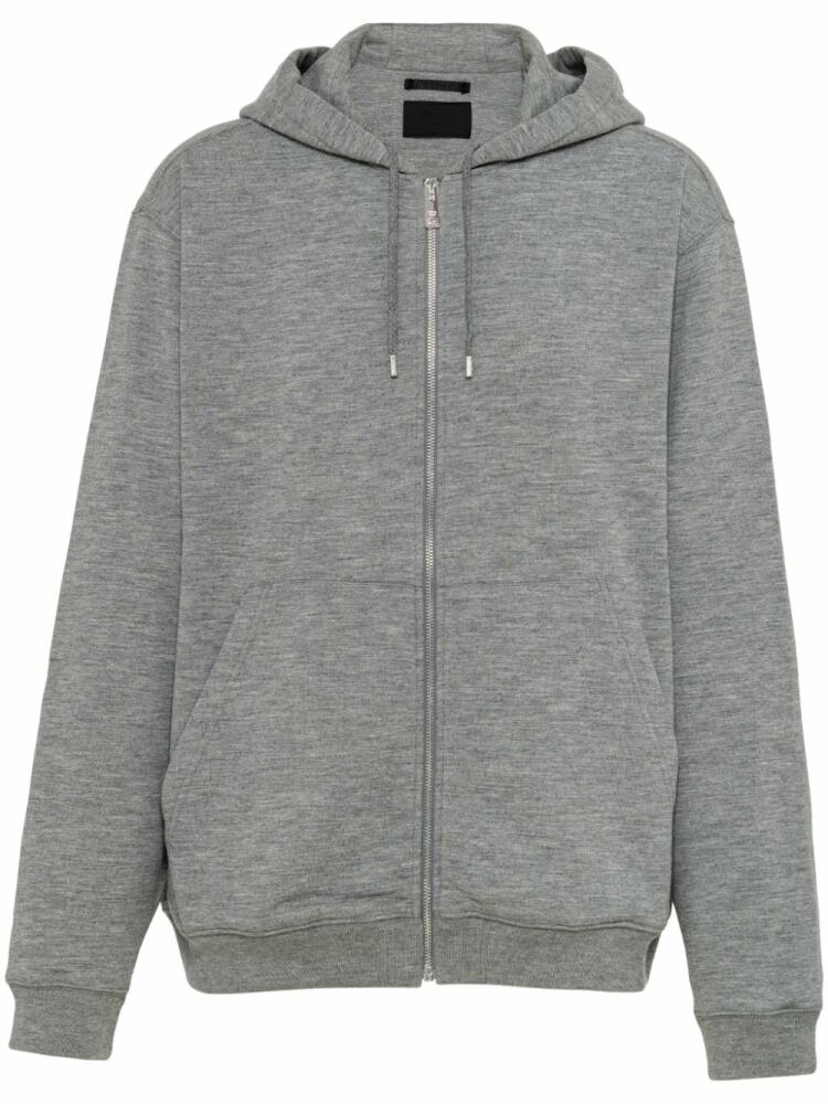 Prada triangle-logo zip-up hoodie - Grey Cover