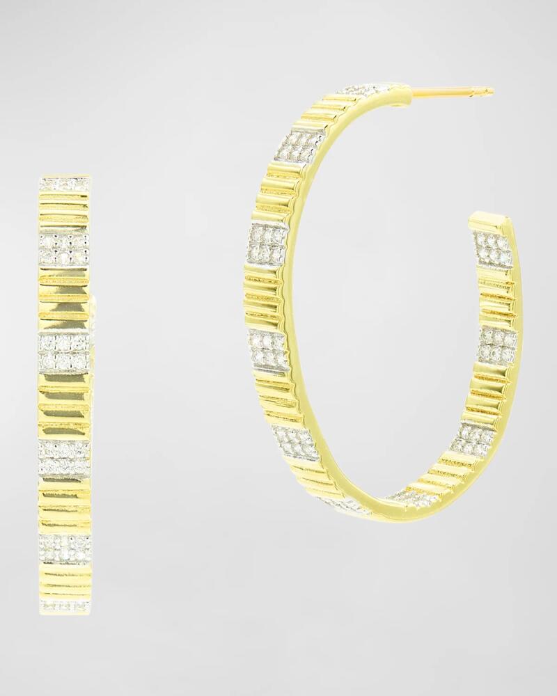 Freida Rothman Cubic Zirconia Striped Hoop Earrings Cover