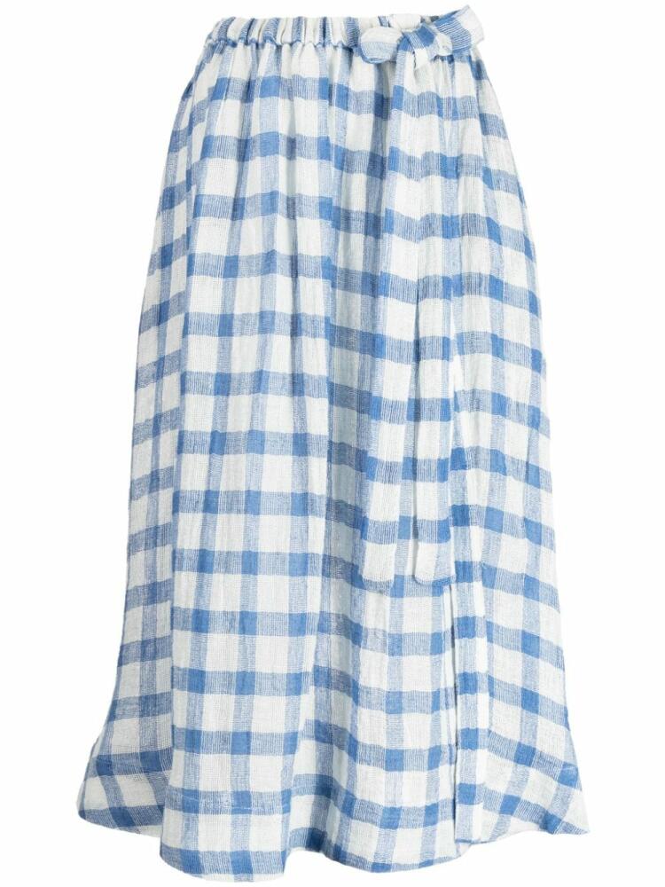 Lisa Marie Fernandez gingham-pattern linen-blend skirt - Blue Cover