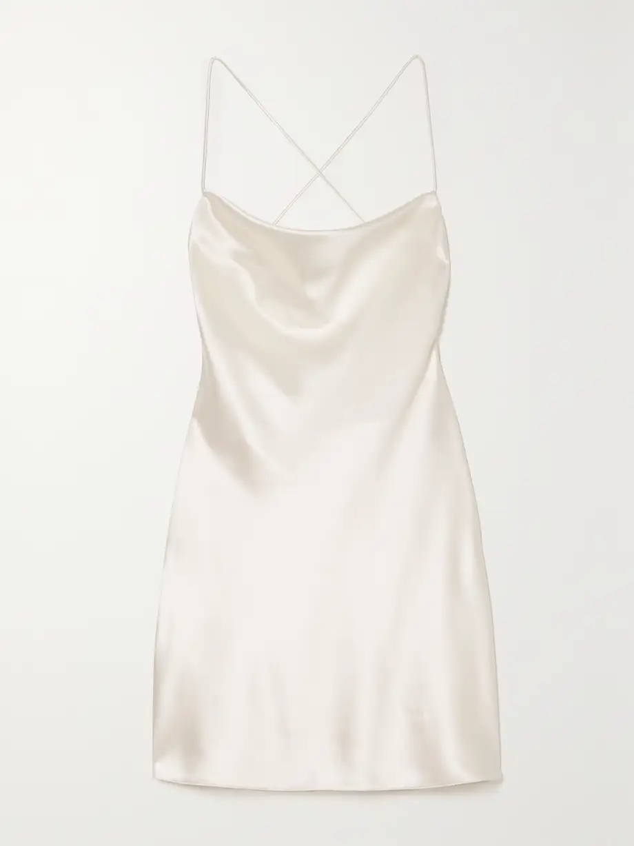 SAINT LAURENT - Open-back Silk-satin Mini Dress - White Cover