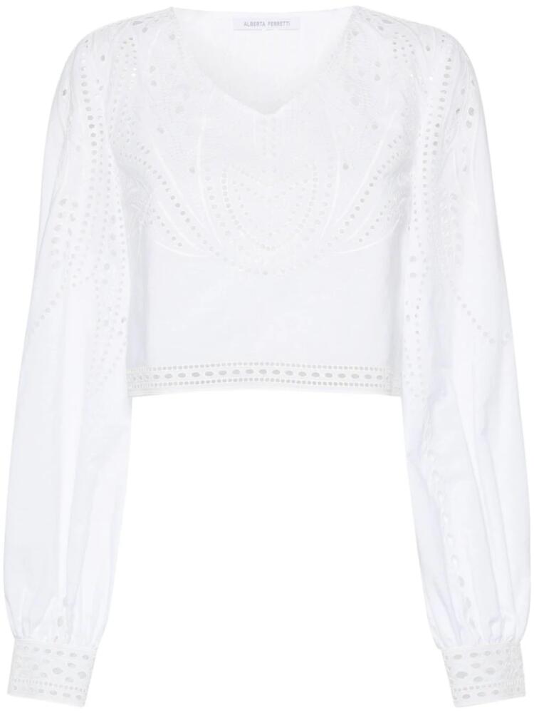 Alberta Ferretti broderie-anglaise cropped blouse - White Cover