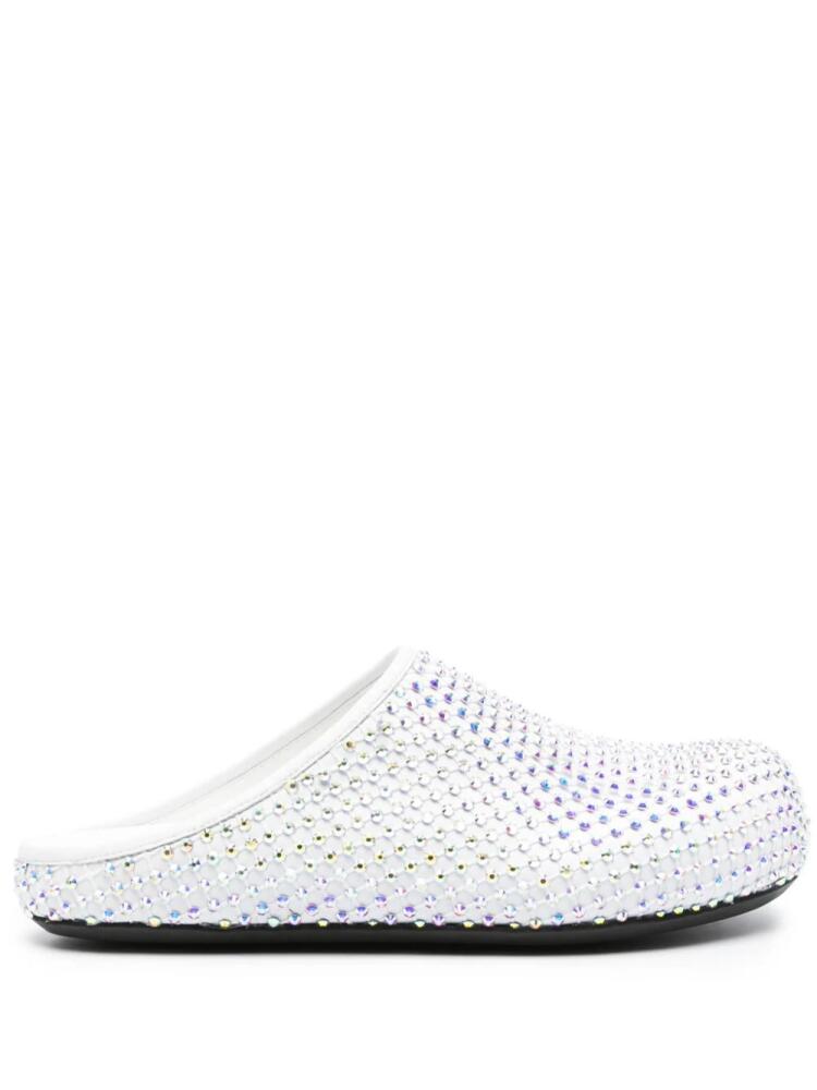 Marni glass-crystals leather slippers - White Cover