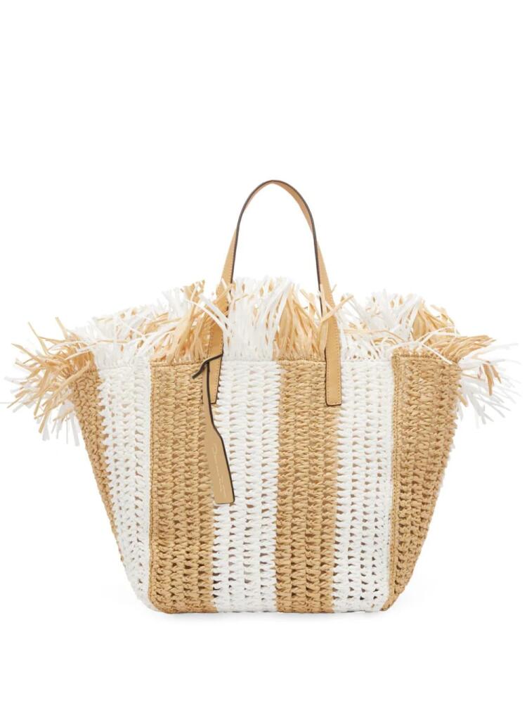 Oscar de la Renta striped interwoven tote bag - White Cover