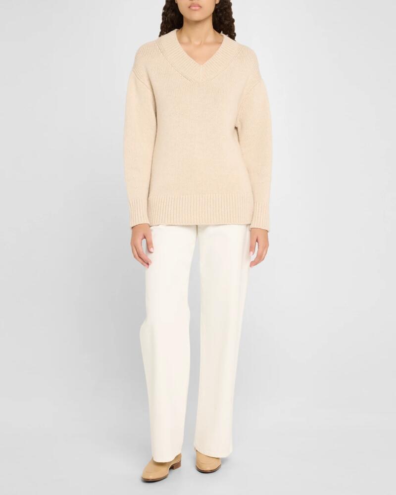 Vince Drop-Shoulder V-Neck Sweater Cover