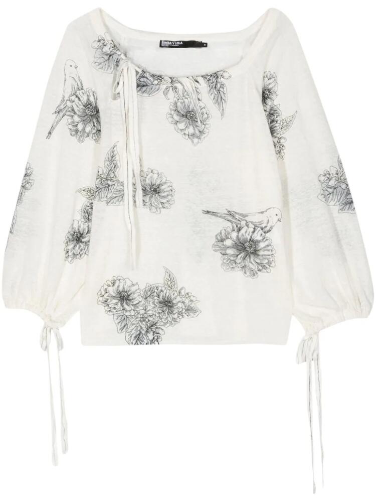 Bimba y Lola Canary Pop-print linen jumper - White Cover