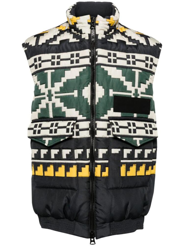 sacai knit-pattern quilted vest - Black Cover