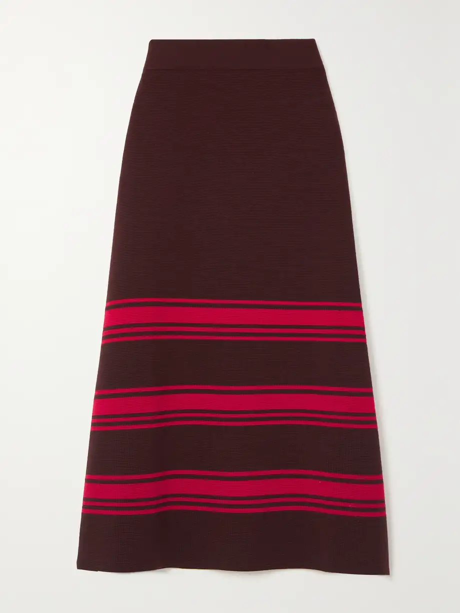 La DoubleJ - Tones Striped Merino Wool Midi Skirt - Red Cover