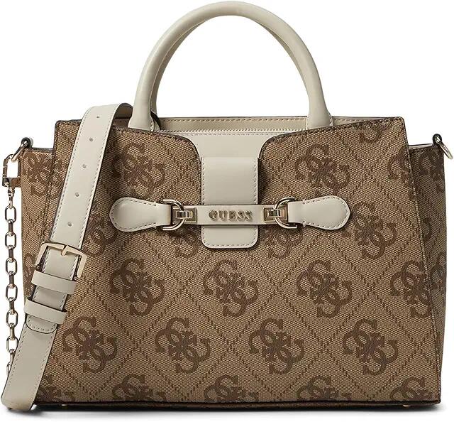 GUESS Nolana Girlfriend Satchel (Latte Logo/Bone) Satchel Handbags Cover