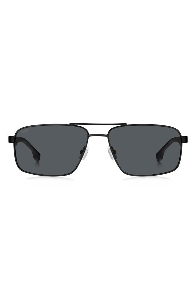 BOSS 59mm Aviator Sunglasses in Matte Black Grey Cover